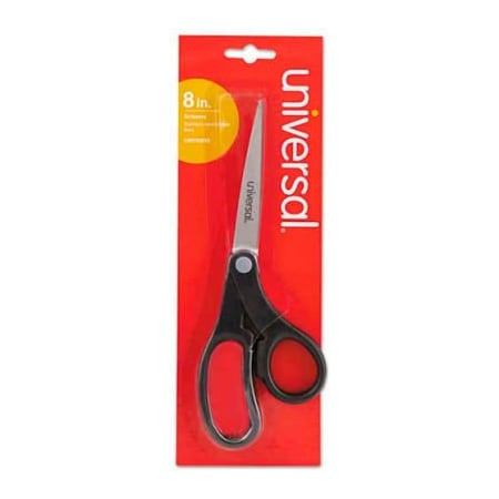 Universal Universal Economy Scissors, 8" Length, Bent Handle, Stainless Steel, Black UNV92010***